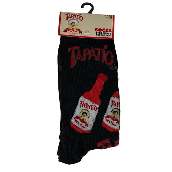 Spicy Sauce Crew Socks — Red & Black Funny Foodie Gift Men’s 6–13 - Picture 1 of 3
